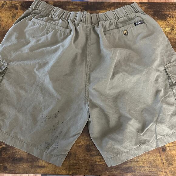 Vintage OP cargo shorts men’s size large green khaki elastic waist ocean pacific - Picture 2 of 10